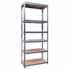 Regál 180x90x40cm, 6 políc, oceľ + MDF doska