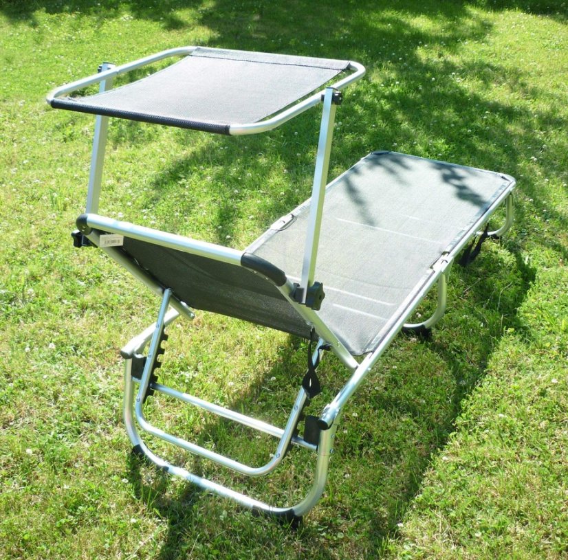 ALDOTRADE Ležadlo polohovateľné so strieškou čierne