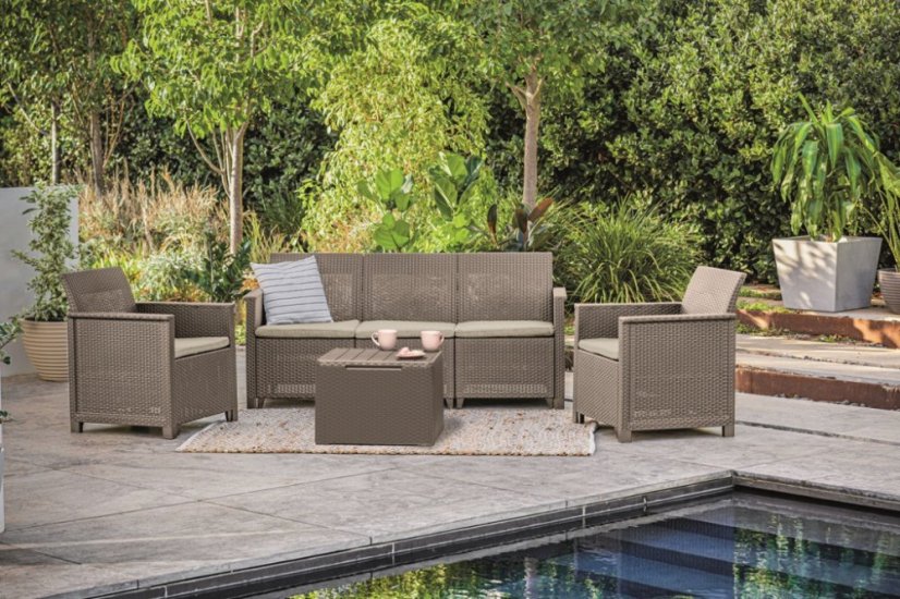 Keter záhradný set Elodie 3 cappuccino s úložným stolom