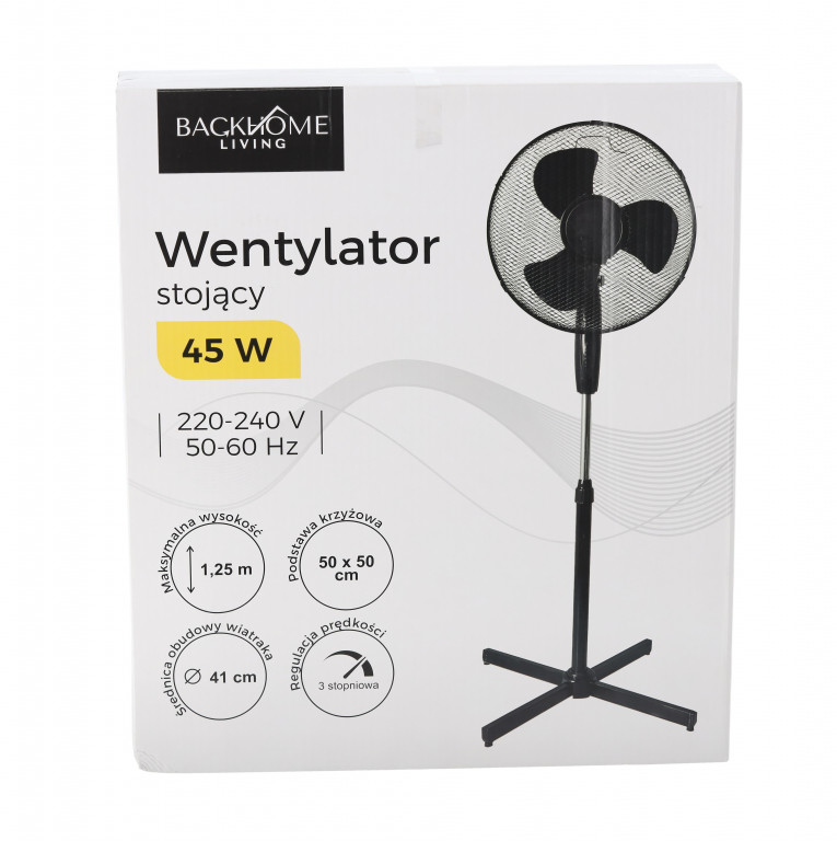 Stojanový ventilátor čierny 45W