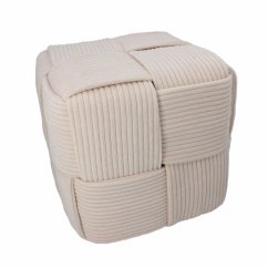 Pletená pufa kostka 40x40x40 cm, krémová