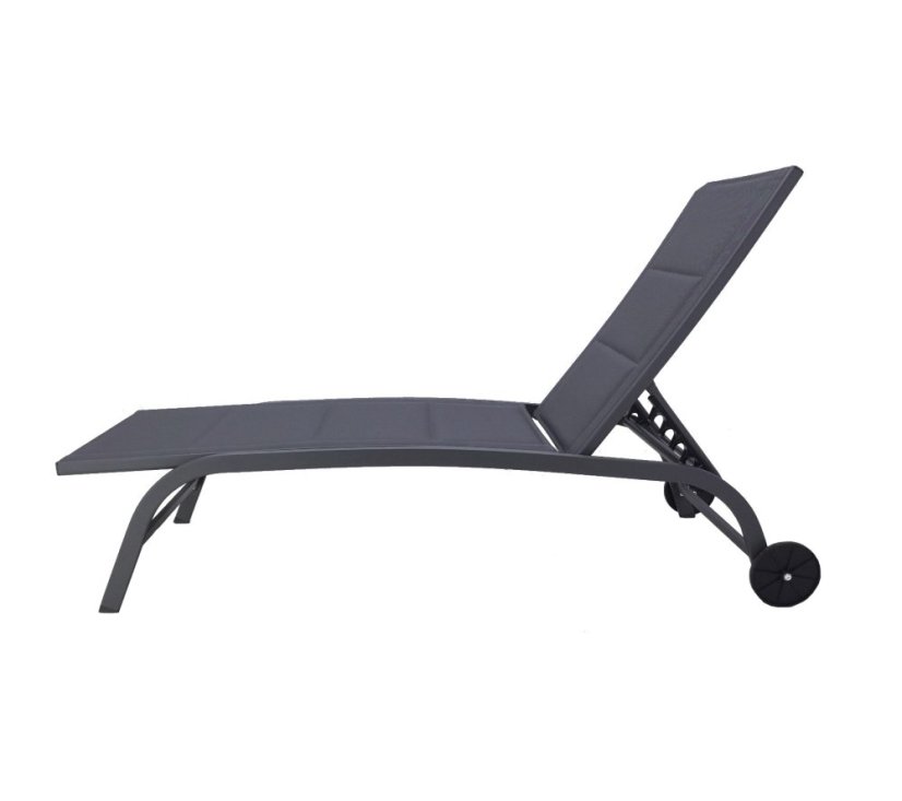 Záhradné ležadlo s kolieskami 184x60x35 cm tmavo sivé