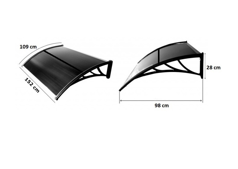 ALDOTRADE Dverná vchodová strieška Standart 100x150 cm - Názov varianty: Hnědá