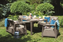 Keter záhradný set Corfu FIESTA cappuccino (2x kreslo + 2x lavica + stôl)