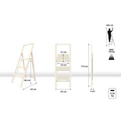 Schodíky jednostranné SLIM 3, krémové, nosnosť 150kg