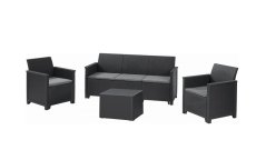 Keter záhradný set Elodie 3 grafit s úložným stolom