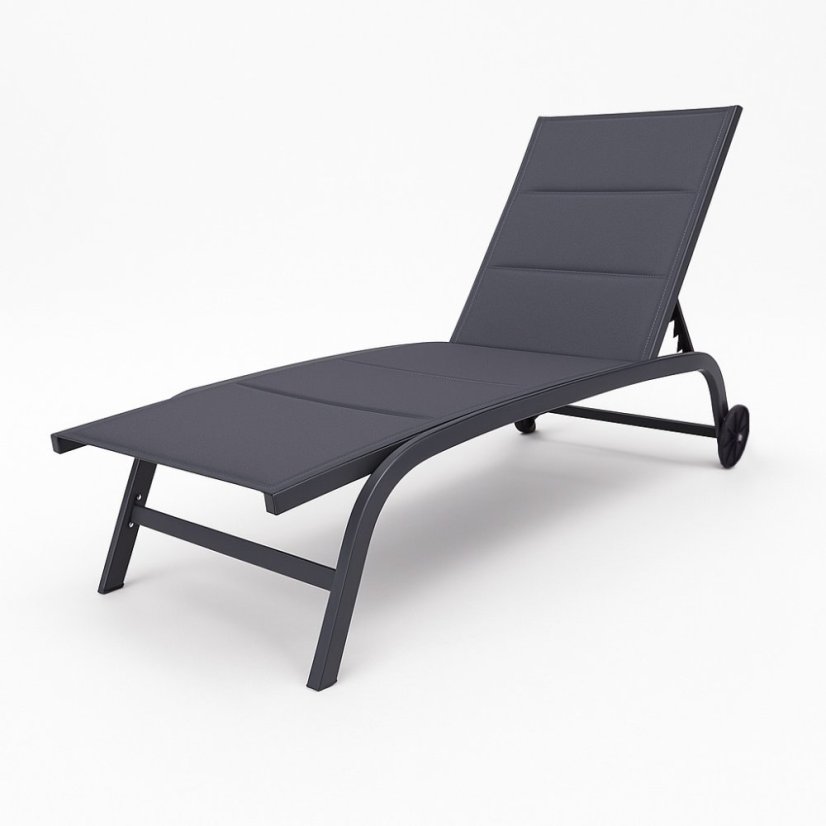 Záhradné ležadlo s kolieskami 184x60x35 cm tmavo sivé