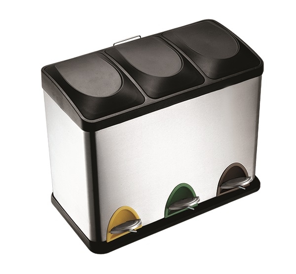 ALDOTRADE Kôš na triedený odpad 3x15l nerez