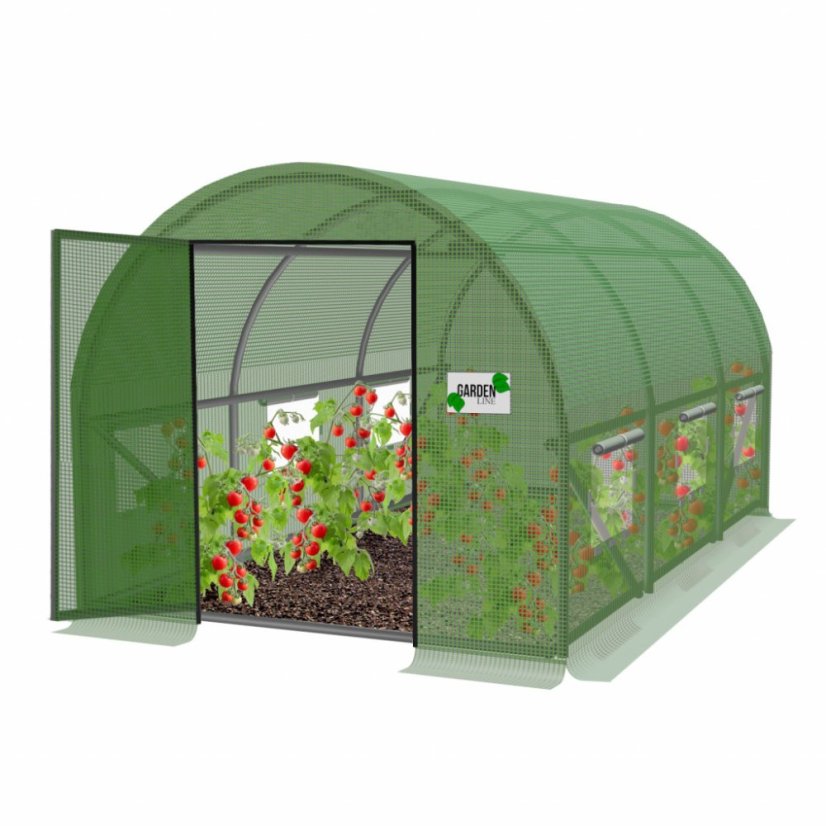 Záhradný fóliovník s pevnými dverami, 4x2,5x2m