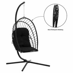 Skladacie závesné kreslo ERIS čierne