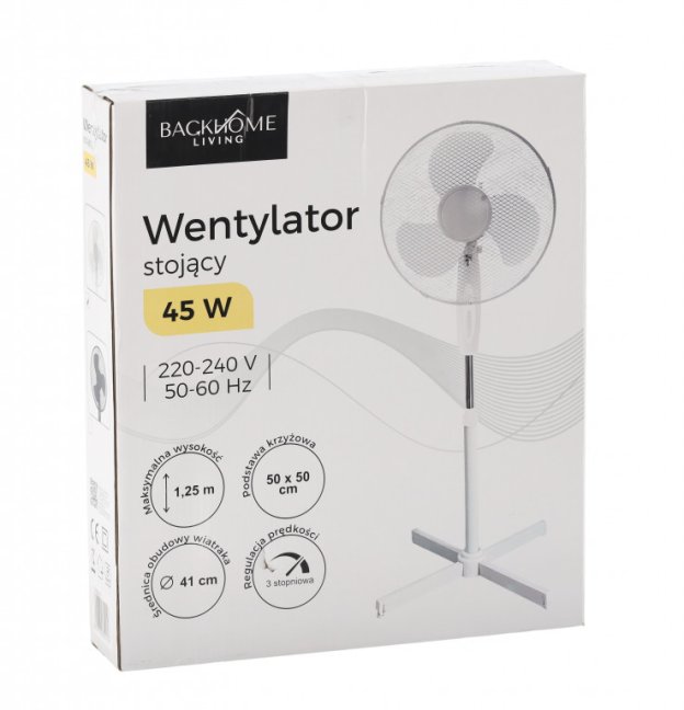 Stojanový ventilátor biely 45W