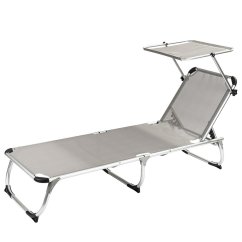 ALDOTRADE Záhradné rozkladacie ležadlo so strieškou sivé