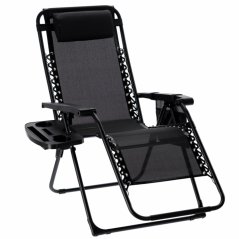 Skladacia záhradná ležadlo ZERO GRAVITY čierne