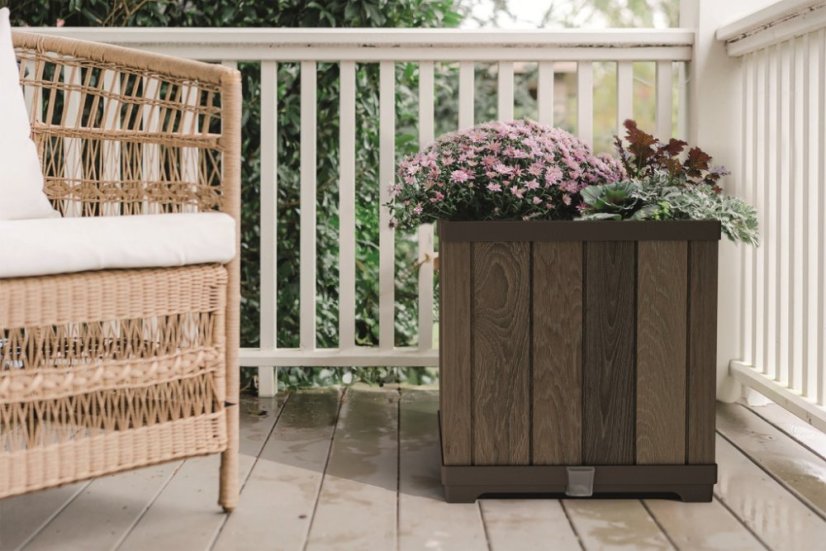Keter Kvetináč Deco štvorcový Orech, 45,5x45,5x45,5cm