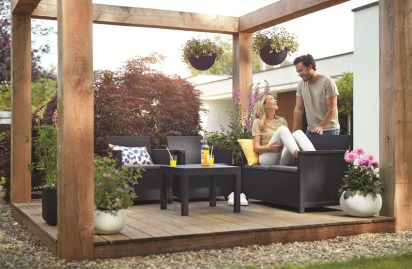 Keter záhradný set Elodie 2 grafit s klasickým stolom