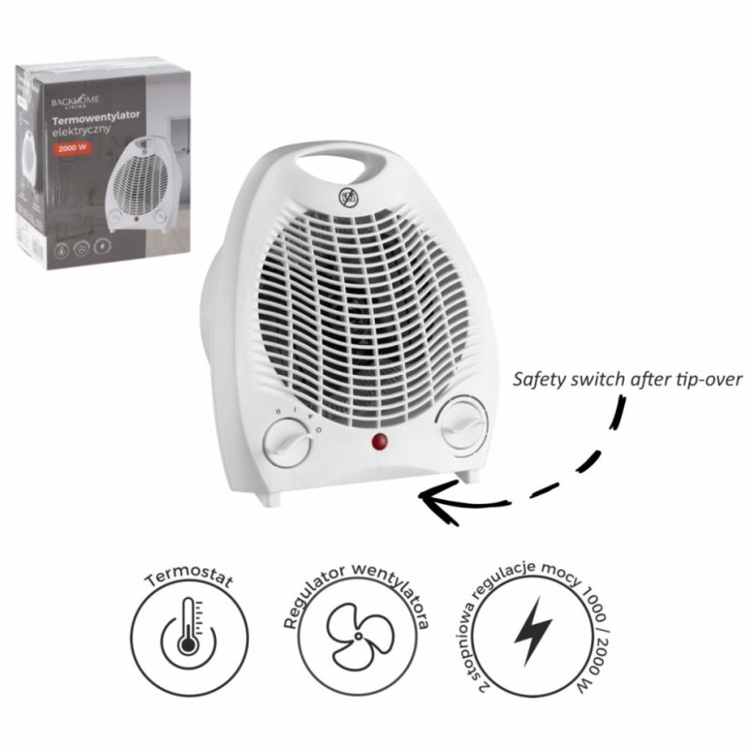 Ohrievač s ventilátorom BACKHOME biele 2000W