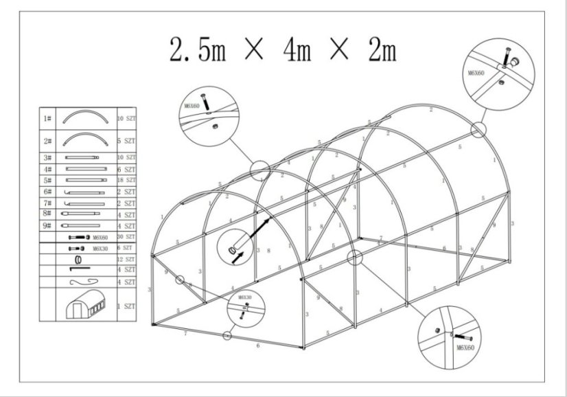 ALDOTRADE Fóliovník záhradný 4x2,5x2m