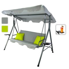 Gardenline Záhradná hojdačka A-TYPE 170 x 118 x 153 cm sivá + limetkové vankúše a stojančeky na šálku