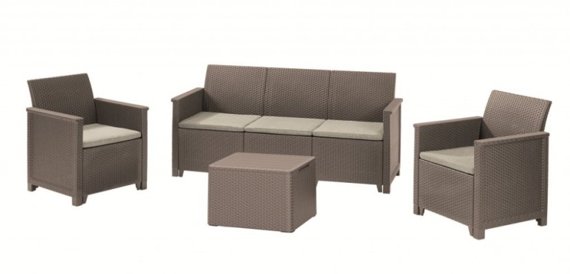 Keter záhradný set Elodie 3 cappuccino s úložným stolom