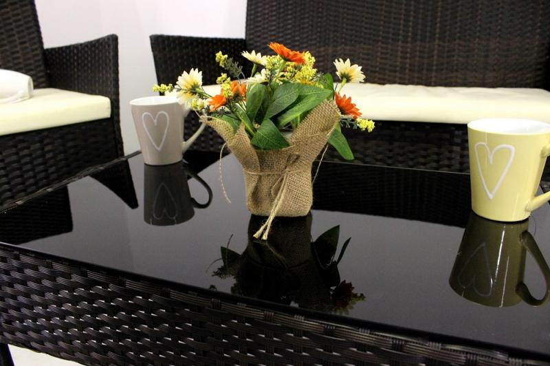 Záhradný set z ratanu GardenLine, HN + KREM podsedáky