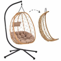 Skladacie závesné kreslo béžové 103x95x185 cm