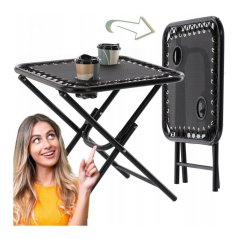 Zahradní turistický stolek 50 x 50 x 50 cm s otvory na nápoje černý