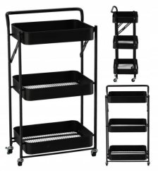 ALDOTRADE Kuchynský a servírovací vozík na kolieskach kovový čierny