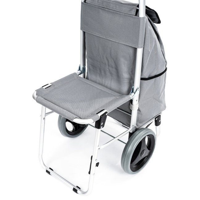 ALDOTRADE Nákupná taška na kolieskach so sedadlom Comfort sivá