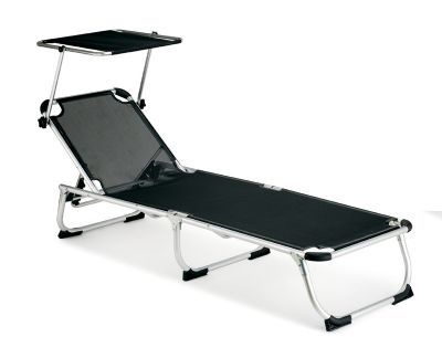 ALDOTRADE Ležadlo polohovateľné so strieškou čierne