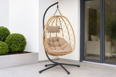 Skladacie závesné kreslo béžové 103x95x185 cm