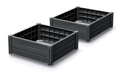 Vyvýšený záhon 2 ks BASE PLANT 61,8 cm - antracit