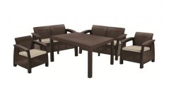 Keter záhradný set Corfu FIESTA hnedá (2x kreslo + 2x lavica + stôl)
