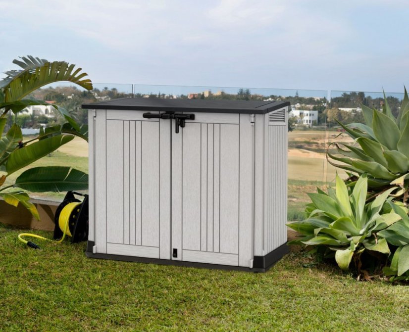 Keter záhradný prístrešok Store It Out Midi antracit, 132x71, 5x113, 5 cm