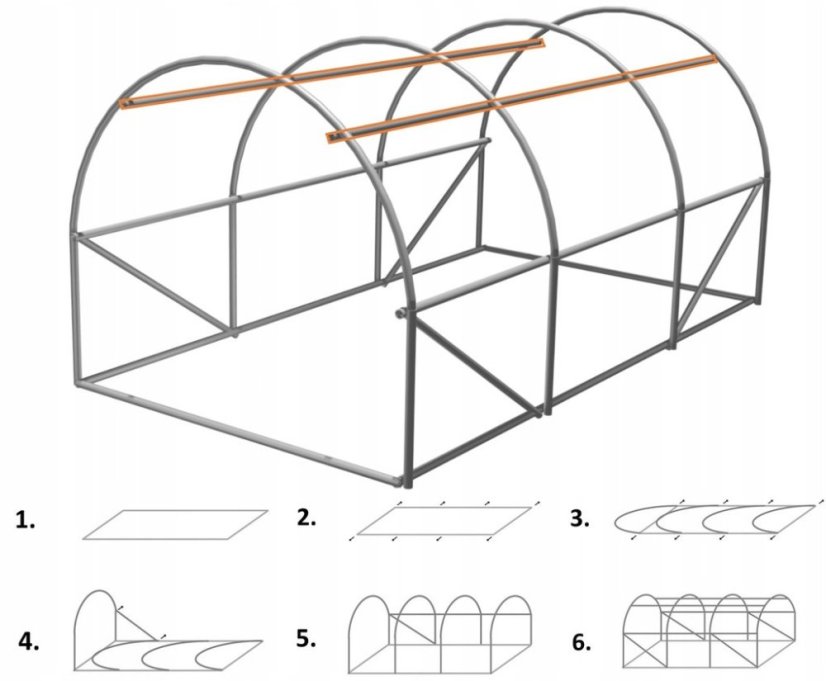 Záhradný fóliovník s pevnými dverami, 4x2,5x2m