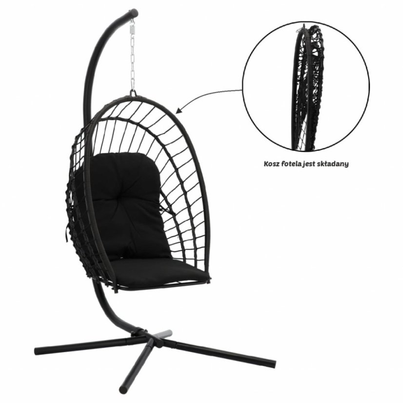 Skladacie závesné kreslo ERIS čierne