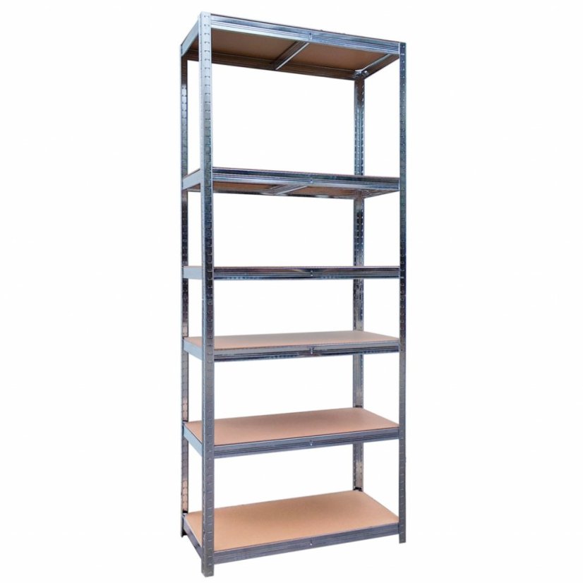 Regál 180x90x40cm, 6 políc, oceľ + MDF doska Regál 180x90x40cm, 6 políc, oceľ + MDF doska