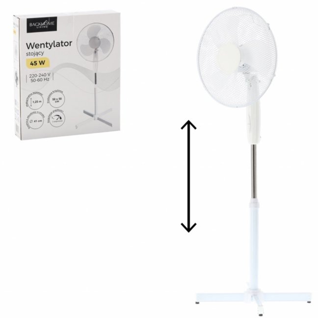 Stojanový ventilátor biely 45W