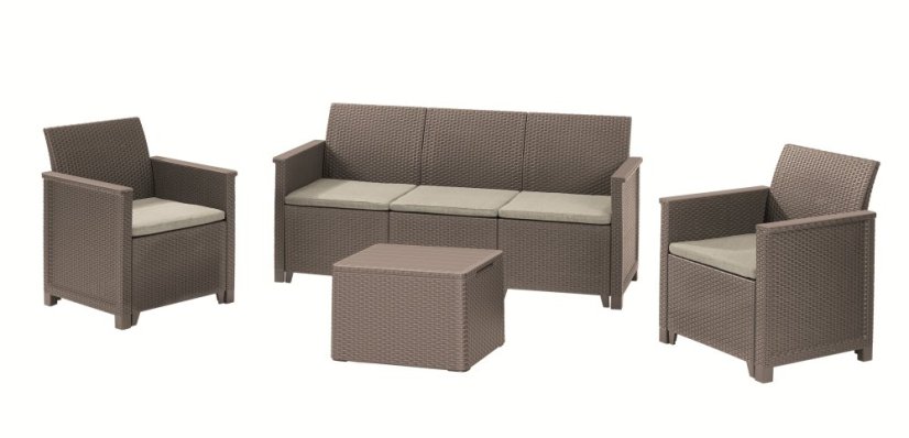 Keter záhradný set Elodie 3 cappuccino s úložným stolom