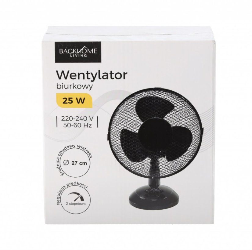 Stolný ventilátor čierny 25W