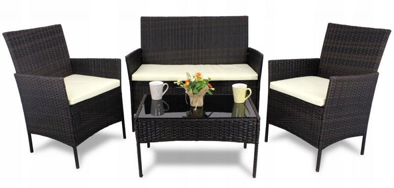 Záhradný set z ratanu GardenLine, HN + KREM podsedáky