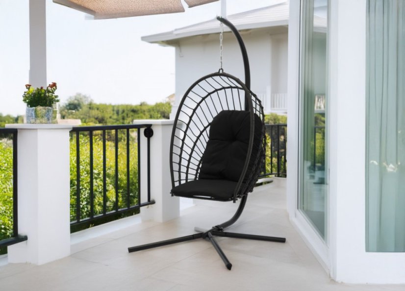 Skladacie závesné kreslo ERIS čierne