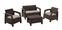 Keter záhradný set Corfu hnedá (2x kreslo + 1xstolík + 1x sofa)