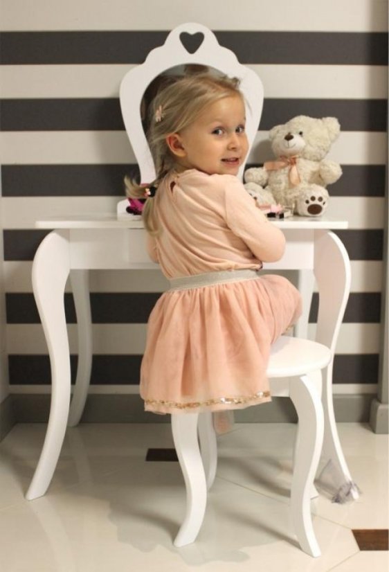 ALDOTRADE Detský kozmetický stolík so zrkadlom a taburetom - Názov varianty: Ružová