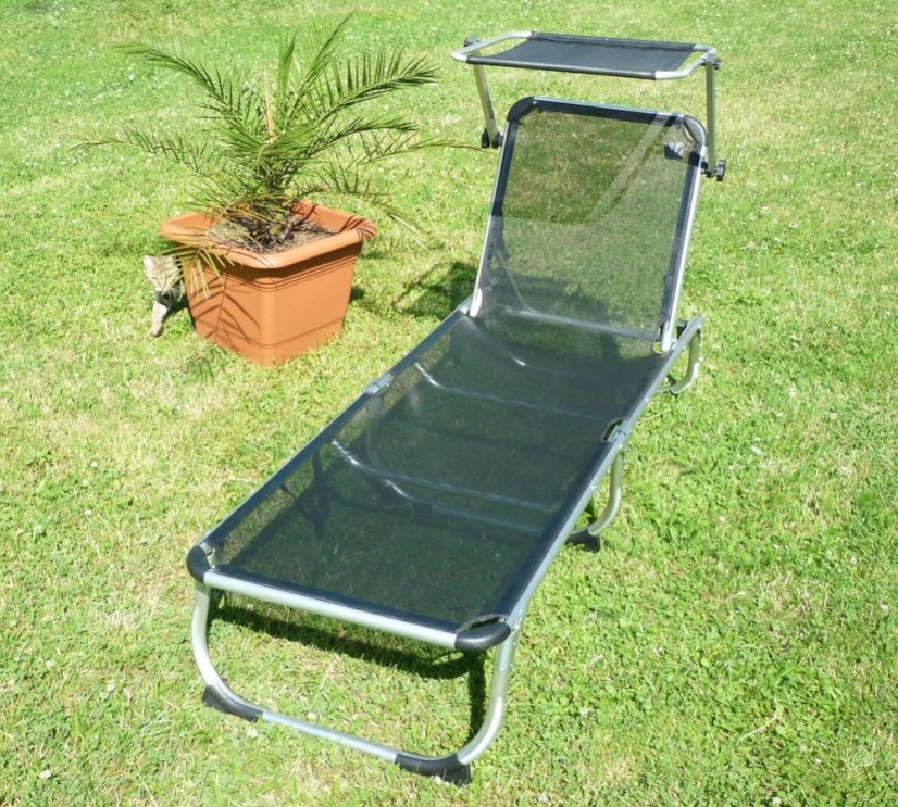 ALDOTRADE Ležadlo polohovateľné so strieškou čierne