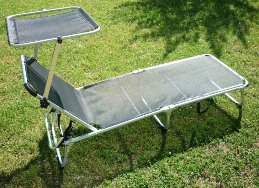 ALDOTRADE Ležadlo polohovateľné so strieškou čierne