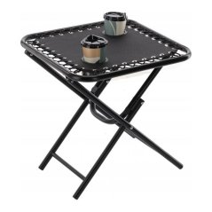 Zahradní turistický stolek 50 x 50 x 50 cm s otvory na nápoje černý