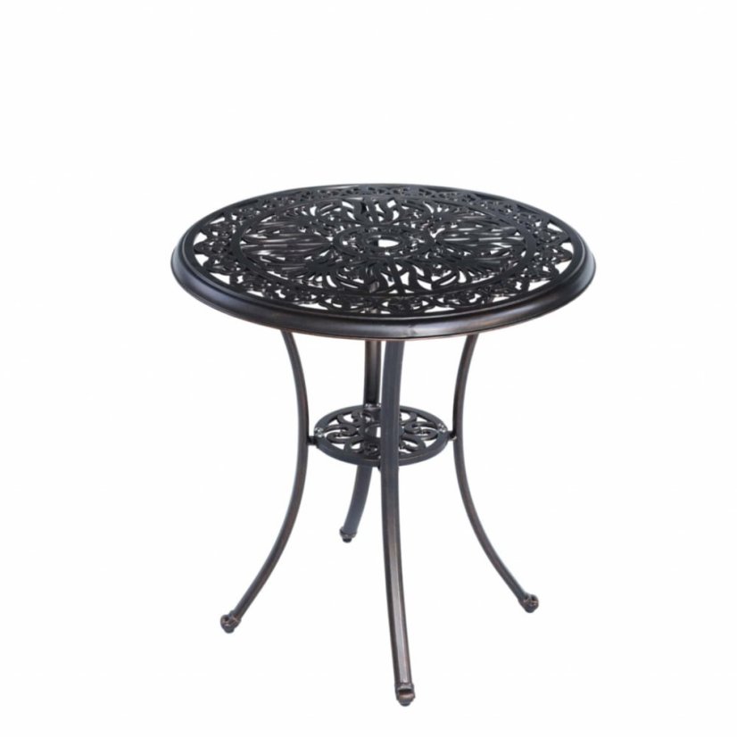 Hliníkový stôl DANBURY antická hnedá 68x70 cm, okrúhly Hliníkový stôl DANBURY antická hnedá 68x70 cm, okrúhly