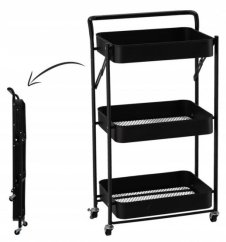 ALDOTRADE Kuchynský a servírovací vozík na kolieskach kovový čierny