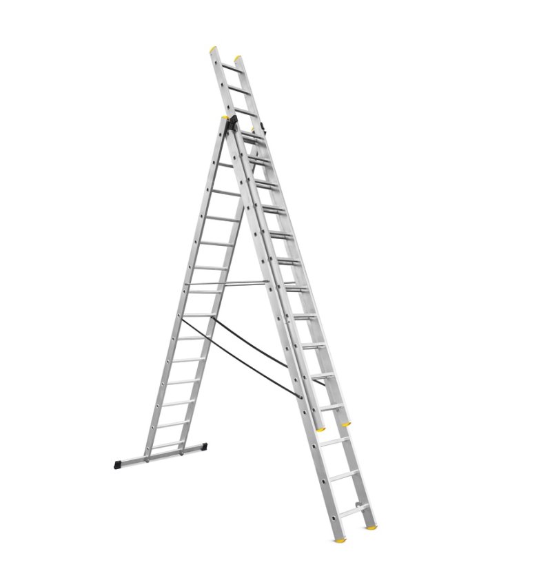 ALDOTRADE Hliníkový rebrík 3x14 priečok PROFI trojdielny