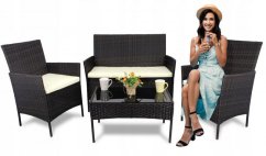 Záhradný set z ratanu GardenLine, HN + KREM podsedáky